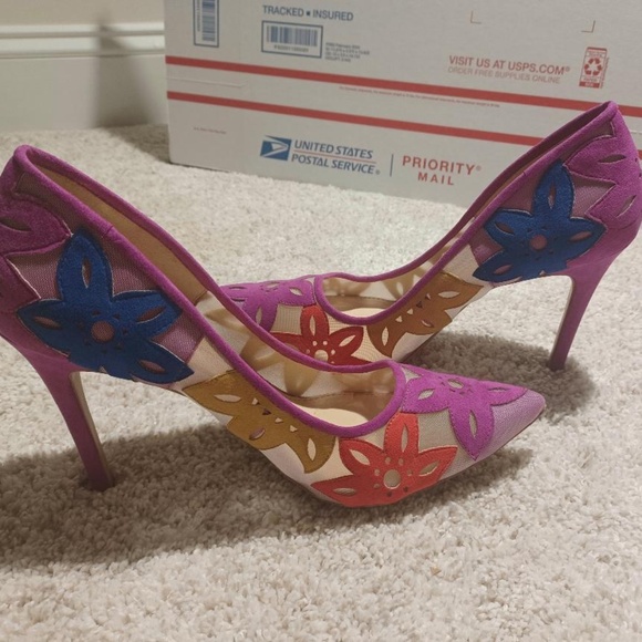 JESSICA SIMPSON NEW JP-PERIE Vivid Orchard Sueded Stiletto Pumps - Picture 2 of 7